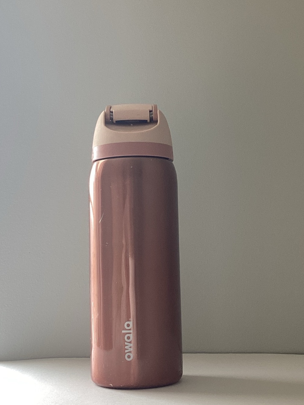 Owalo Rose Brown Insulated Water Bottle with Flip-Top Cap